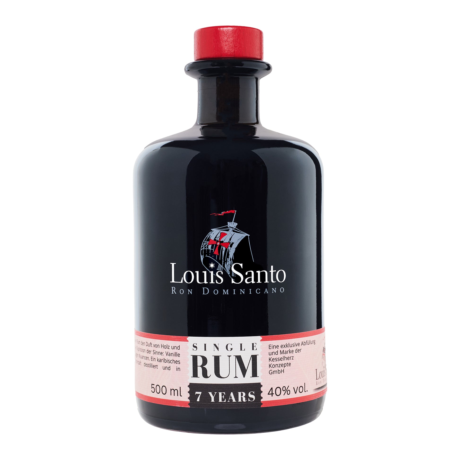 Vorderseite mit Beschriftung des Louis Santo Premium Rum 7Jahre