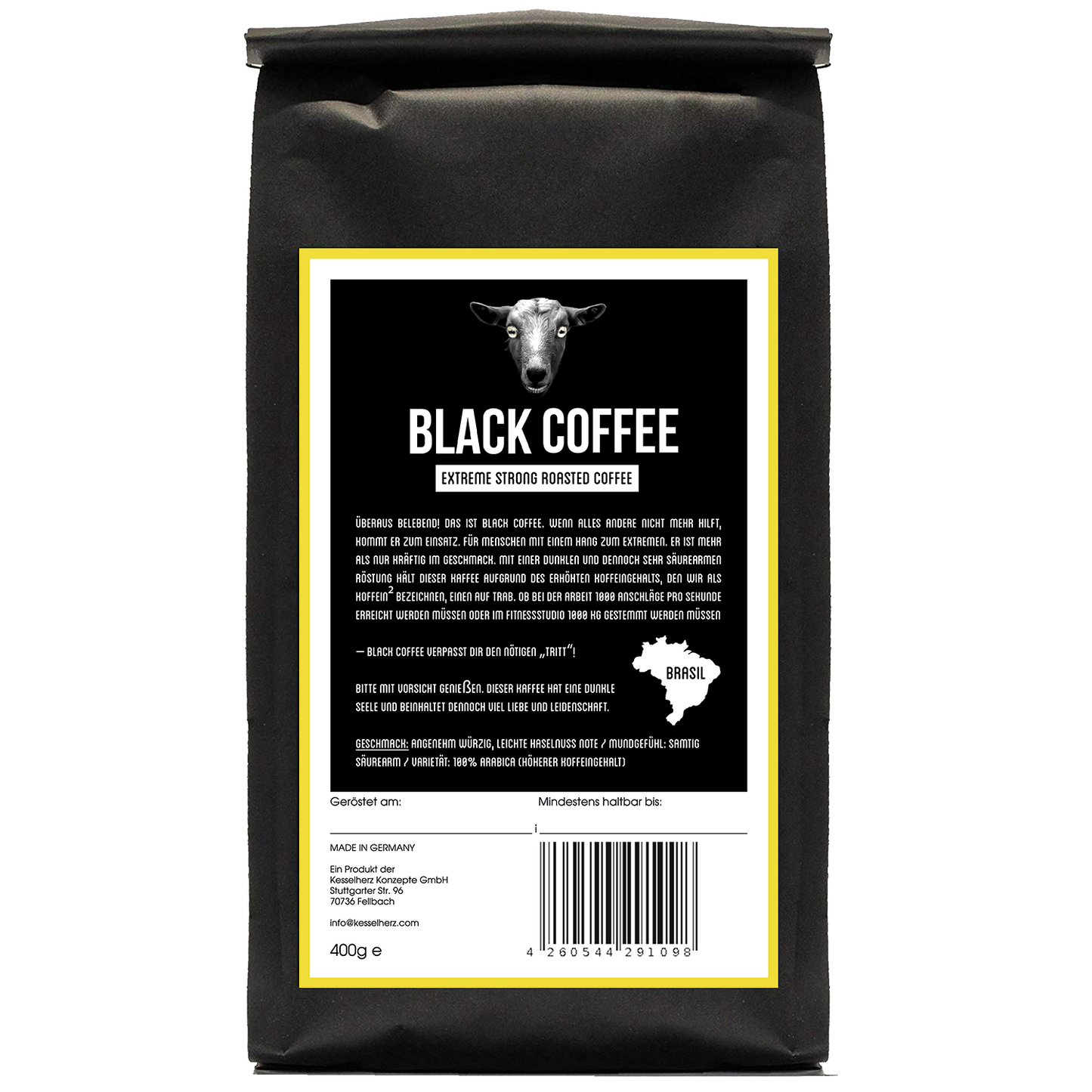 Black Coffee Brasil Rückseite mit Text