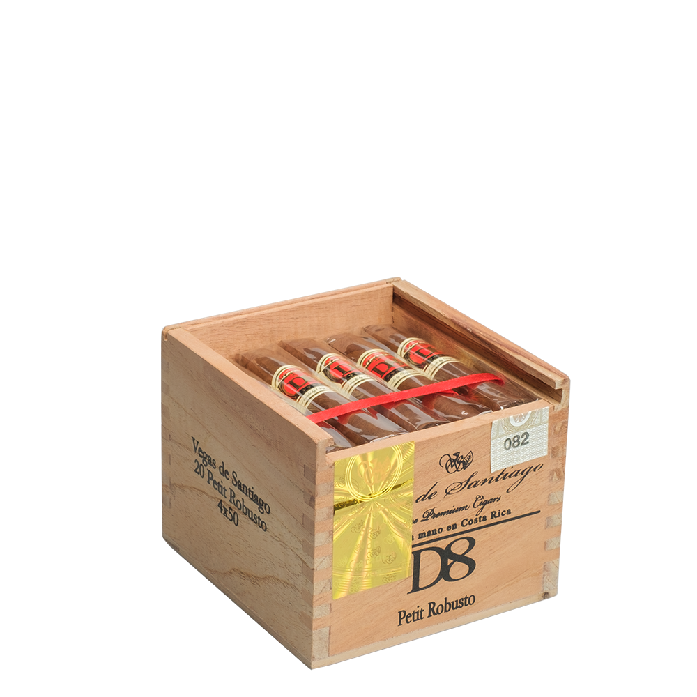 Vegas de Santiago D8 Petit Robusto | Exquisite Boutique-Zigarre aus Costa Rica | 20 Stück in Zedernholzbox