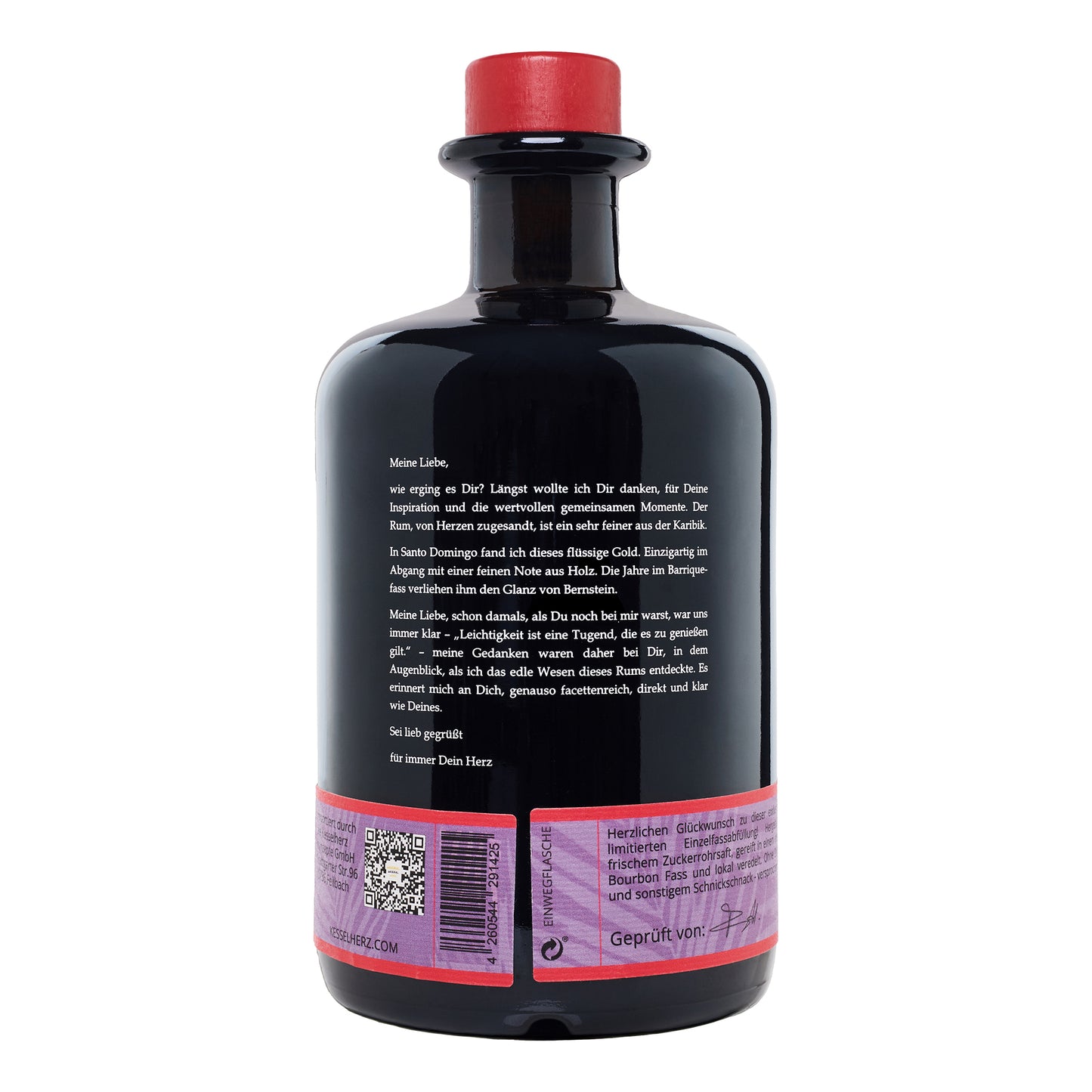 Rückseite der Louis Santo Rum Flasche des Jahrgangs 10 Sonderabfüllung 