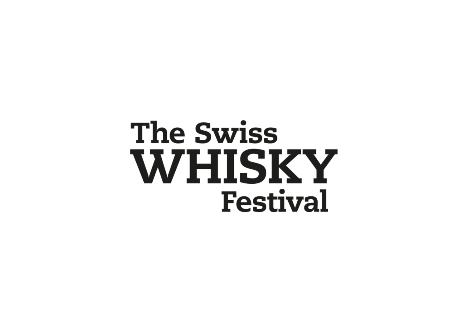 Schwarzer Schriftzug auf weißem Hintergrund "The Swiss Whisky Festival"